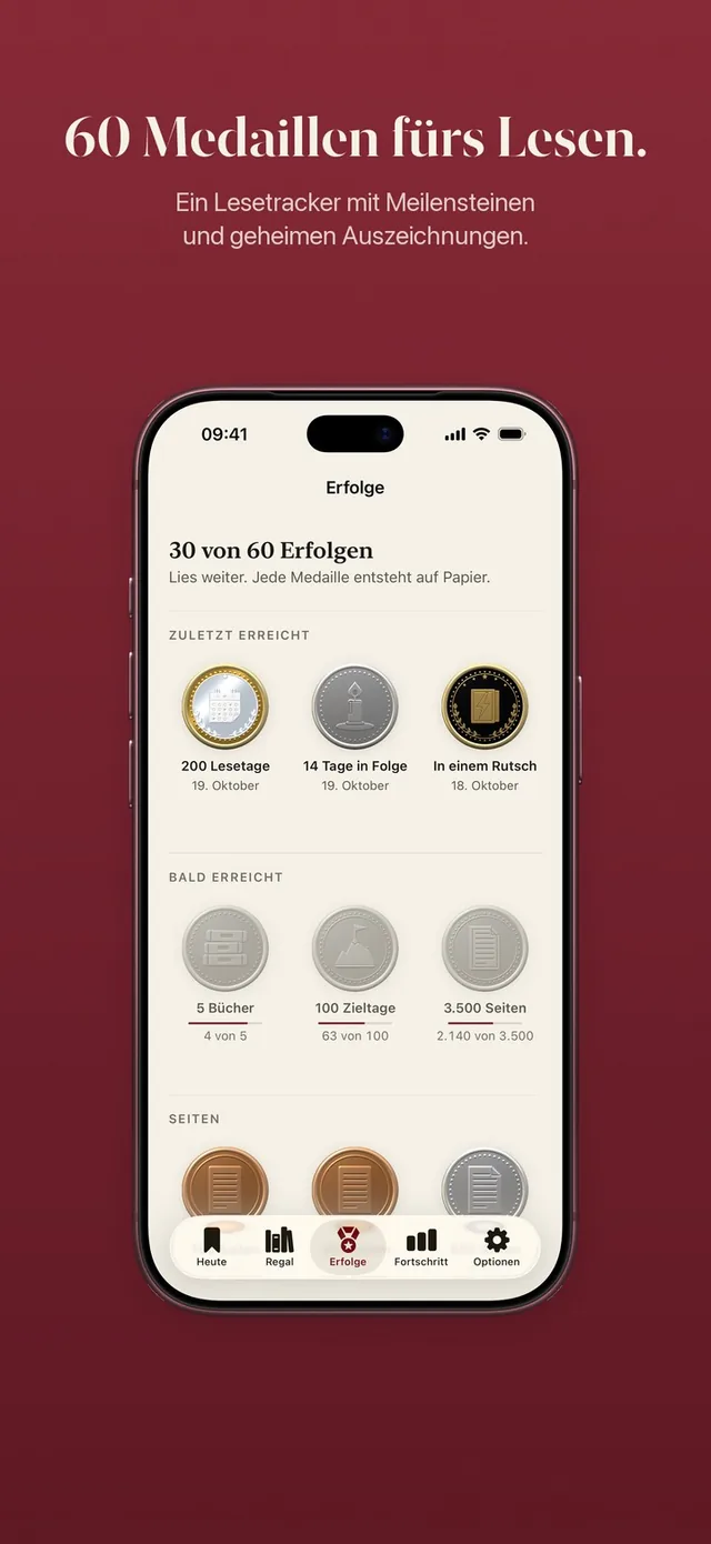 ReadFirst Erfolge: 30 von 60 Lesemedaillen, Bronze, Silber, Gold und eine geheime Medaille in Schwarzgold